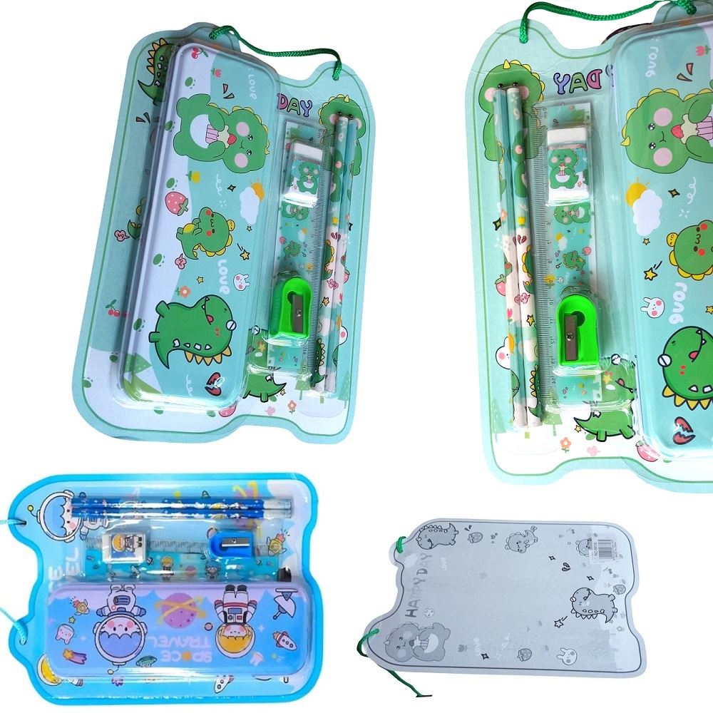 Juego de Una cartuchera lápices borrador y otros útiles escolares Niños