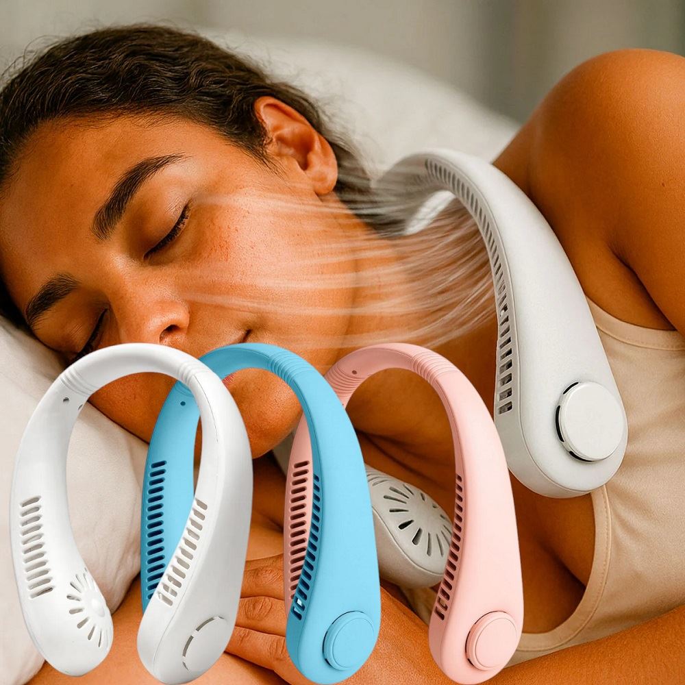 Ventilador portatil  Ventilador de cuello colgante sin aspas Rosa