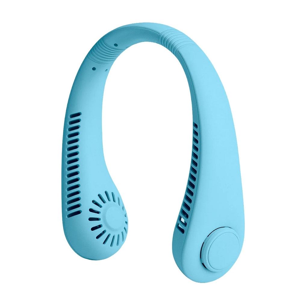 Ventilador portatil  Ventilador de cuello colgante sin aspas Celeste