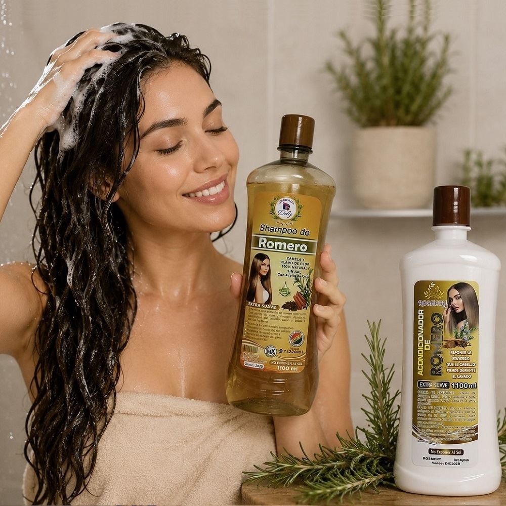 JUEGO DE UN SHAMPOO DE ROMERO Y UN ACONDICIONADOR PARA EL CABELLO