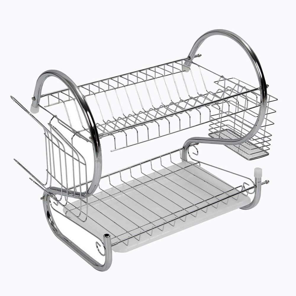 Escurridor de platos rack de cocina 2 niveles cromado