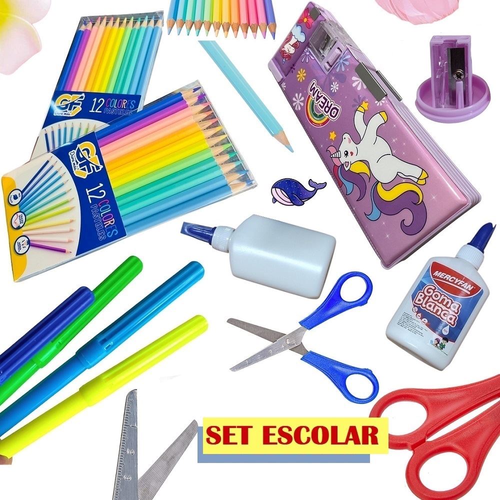 BOX 2 - Utiles escolares juego de pinturas cartuchera y plumones