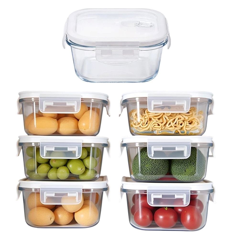 set de 2 Taper de vidrio con tapa hermetica 1L