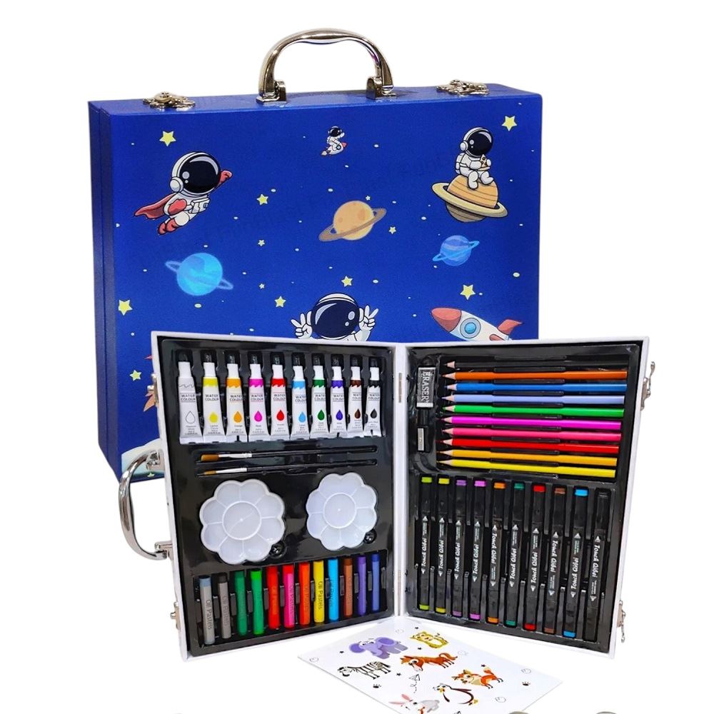 Set de arte 48 piezas maleta con pinturas y acuarelas - Azul