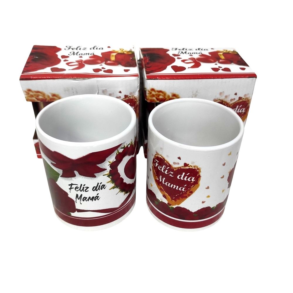set de 3 Taza sublimada en cajita para el día de la madre 350ml