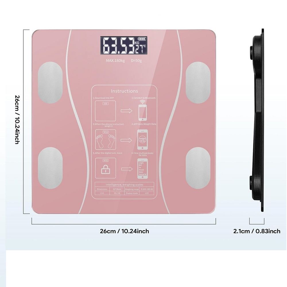 Balanza personal Báscula Smart Bluetooth Digital Rosa