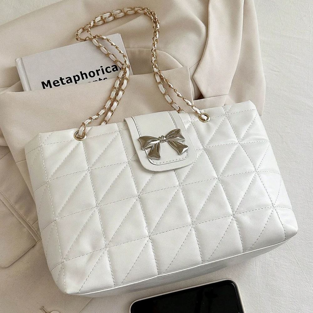 Bolso de hombro para mujerde cartera de lazo / Blanco