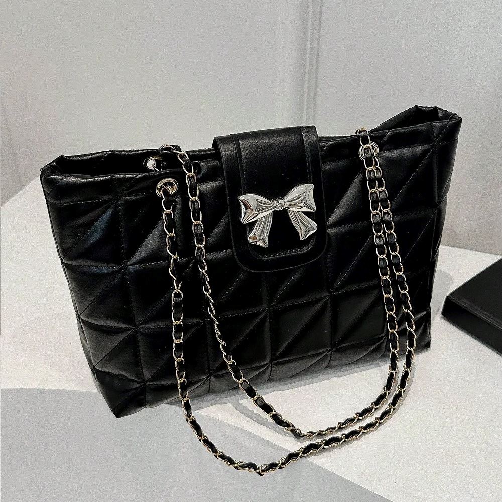 Bolso de hombro para mujerde cartera de lazo / Negro