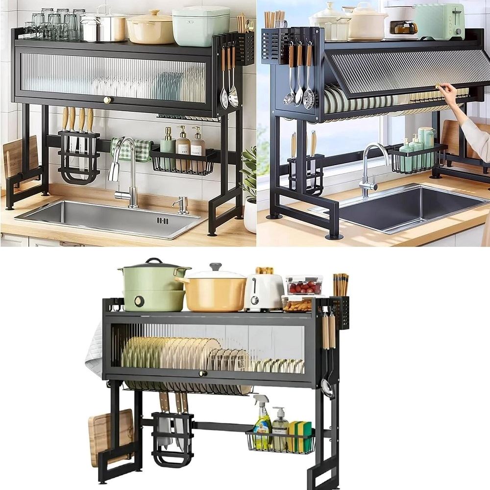 Rack Escurridor con tapa Acrílica para platos Almacenamiento vajillas