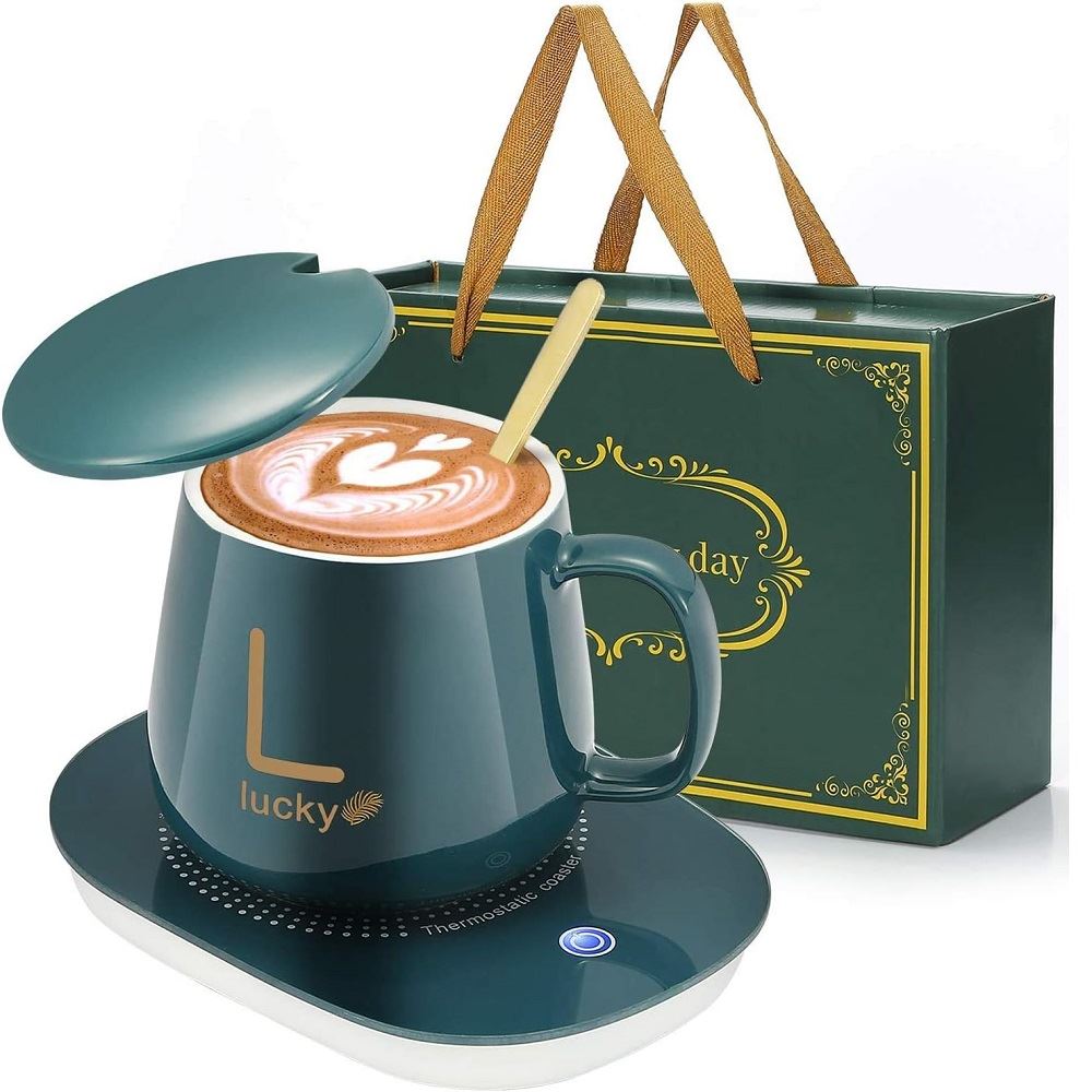 Tazas calentadoras con cucharita eléctrico 300ml moderno / Verde