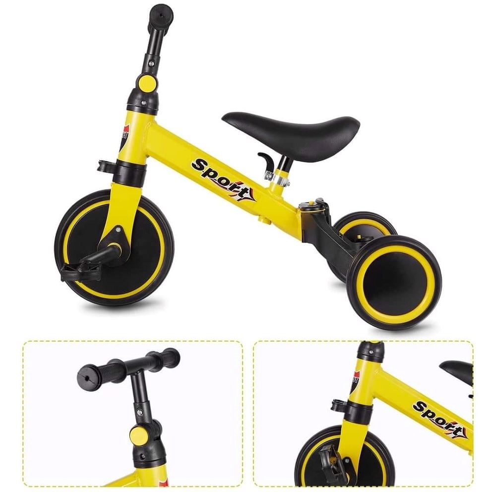 Triciclo de 3 llantas montable con pedal para manejar - Amarillo