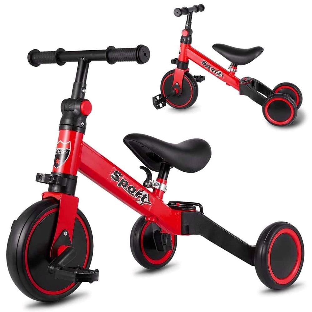 Triciclo de 3 llantas montable con pedal para manejar - Rojo