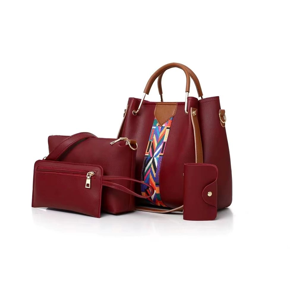 Juego de una cartera o bolso de hombro un monedero billetera 4 pcs - Vino