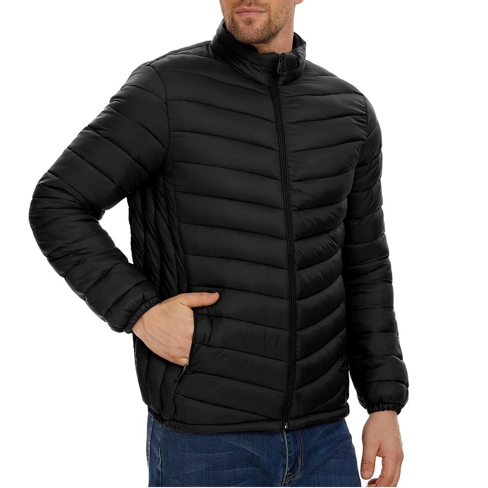 casaca acolchada casual para hombre abrigo liviano / Negro / M