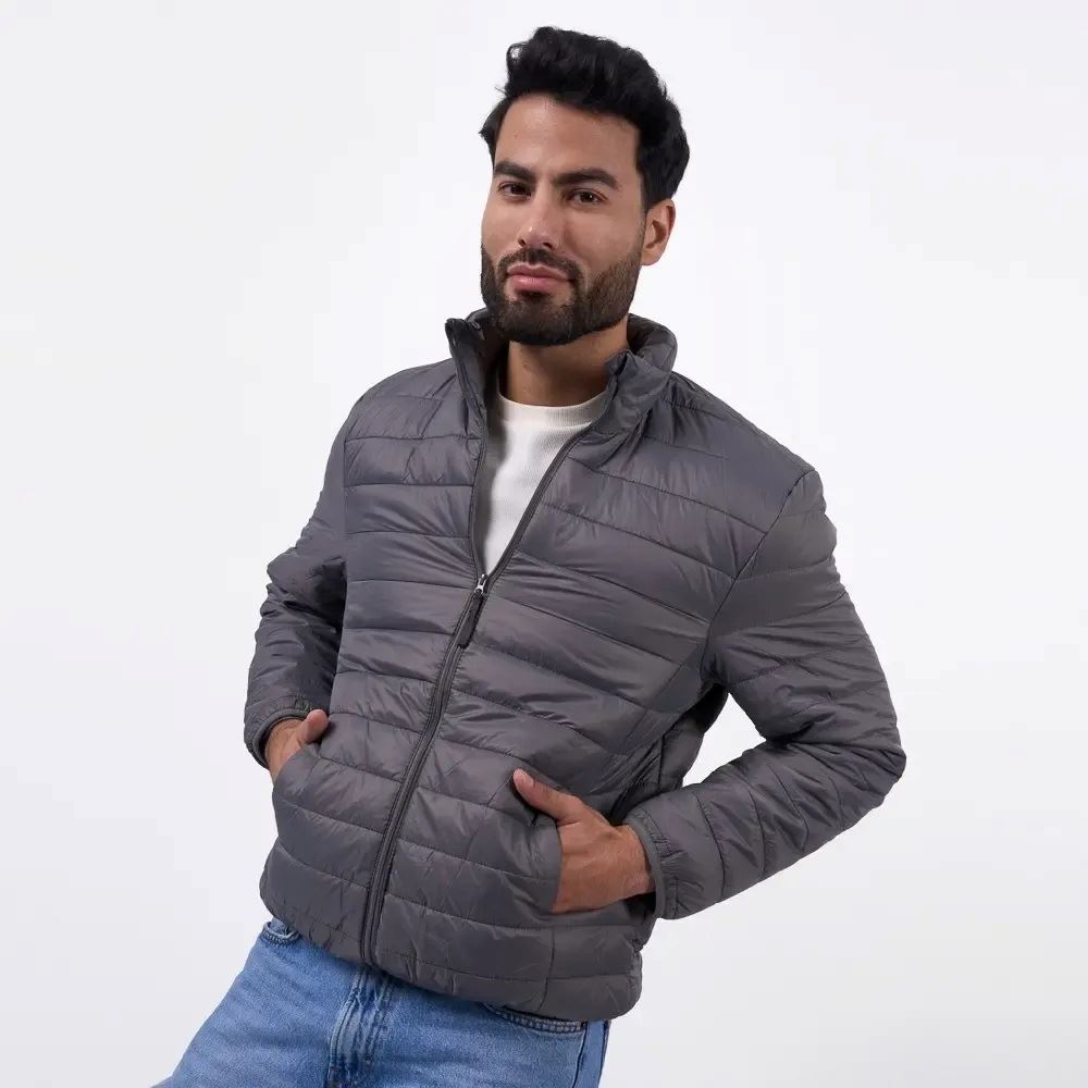 casaca acolchada casual para hombre abrigo liviano / Gris / L