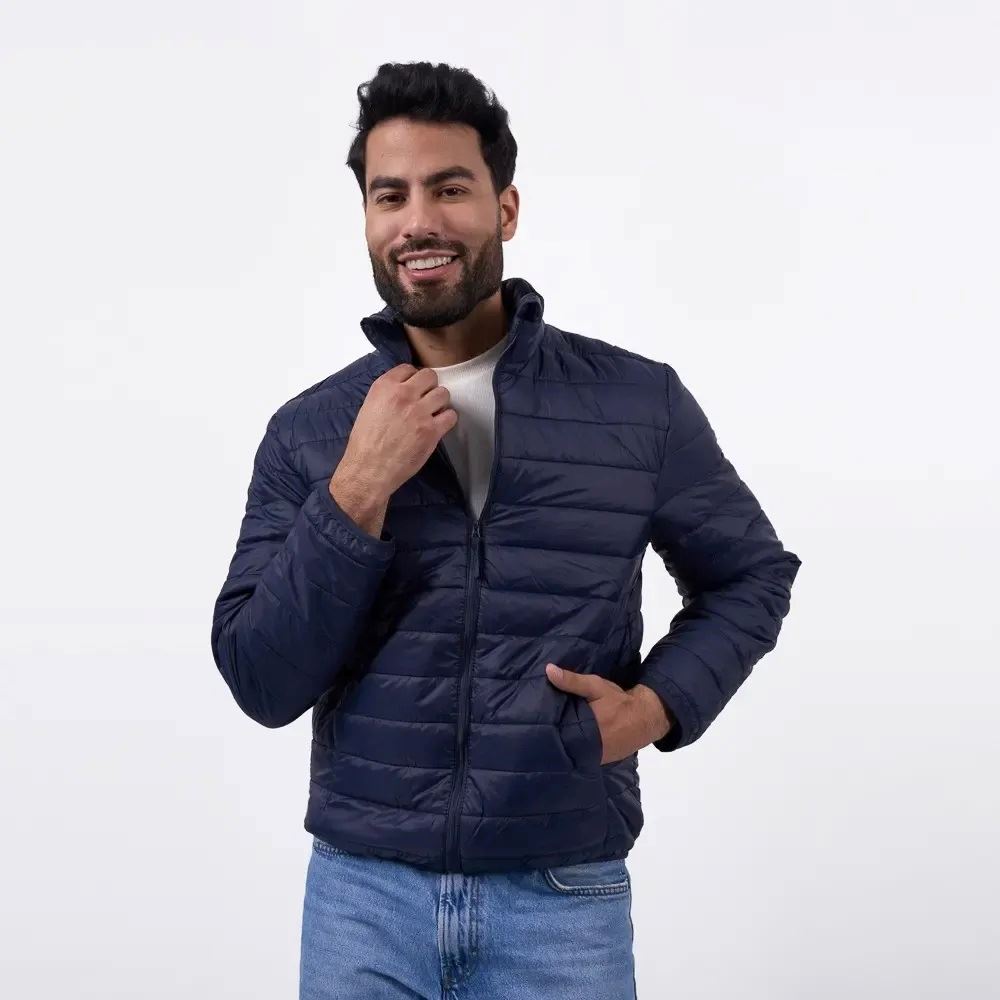 casaca acolchada casual para hombre abrigo liviano / Azul Oscuro / S