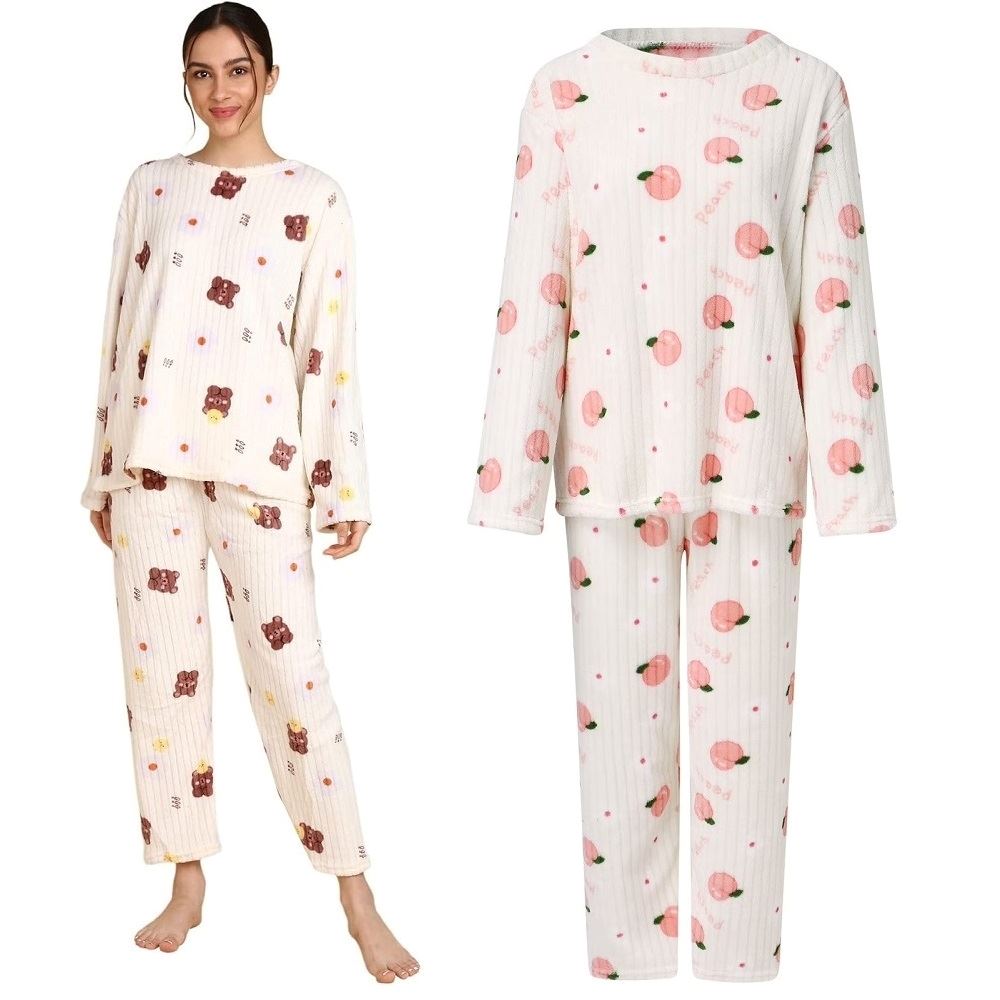 Conjunto pijama pantalon y chompa Polar calentador 2 piezas - ALEATORIO