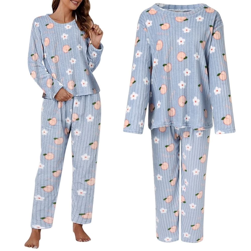 Conjunto pijama pantalon y chompa Polar calentador 2 piezas - Celeste