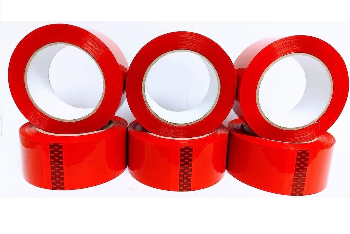 Cinta de embalaje de colores 200 Yardas Rojo - Pack 12