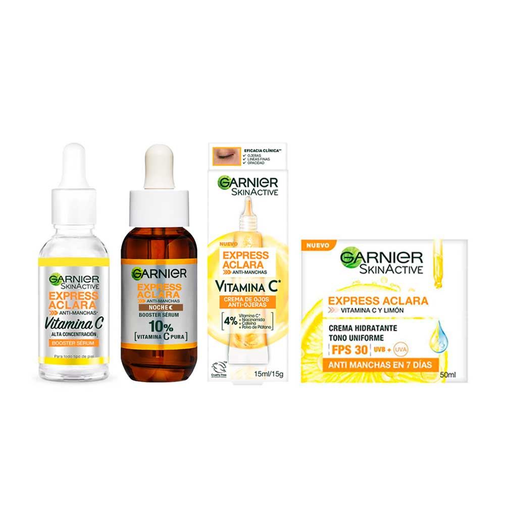 Kit Express Aclara Serum día + Serum noche + Anti-Ojeras + Crema
