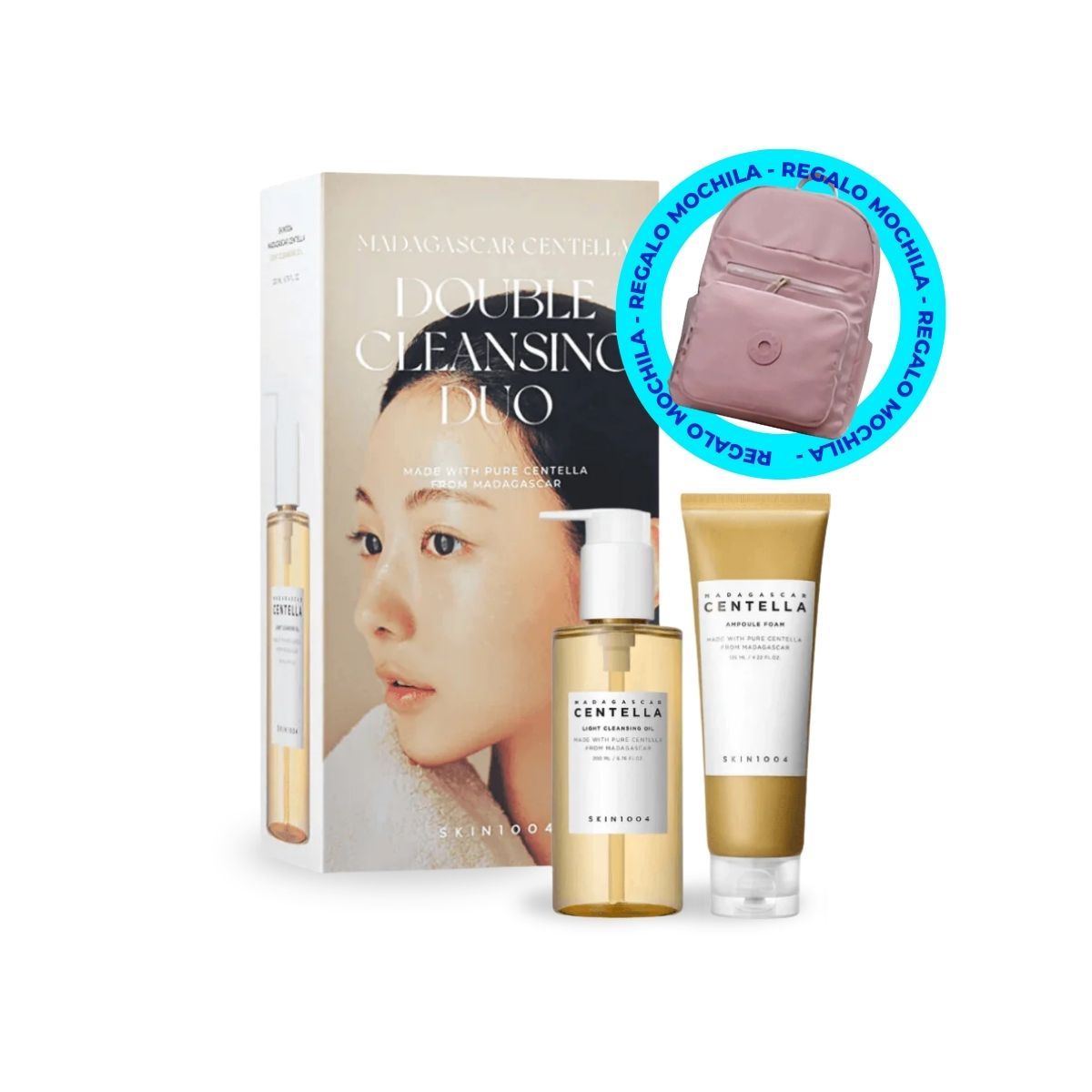 MADAGASCAR CENTELLA DOBLE LIMPIEZA - PIEL MIXTA Y SENSIBLE SKIN1004 + MOCHILA