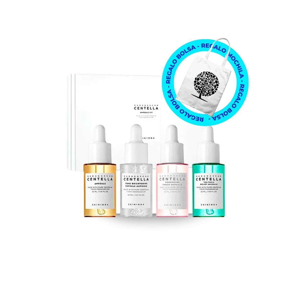 Kit de Ampollas de Centella Madagascar Skin 1004 + bolsa Aleatoria