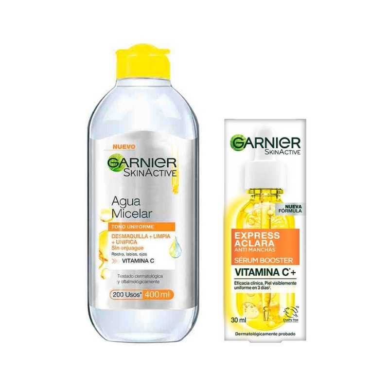 Pack Garnier Express Aclara Agua Micelar + Serum día