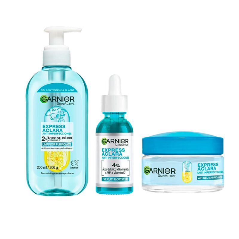 Pack Garnier Anti Imperfecciones Limpiador + serum + crema