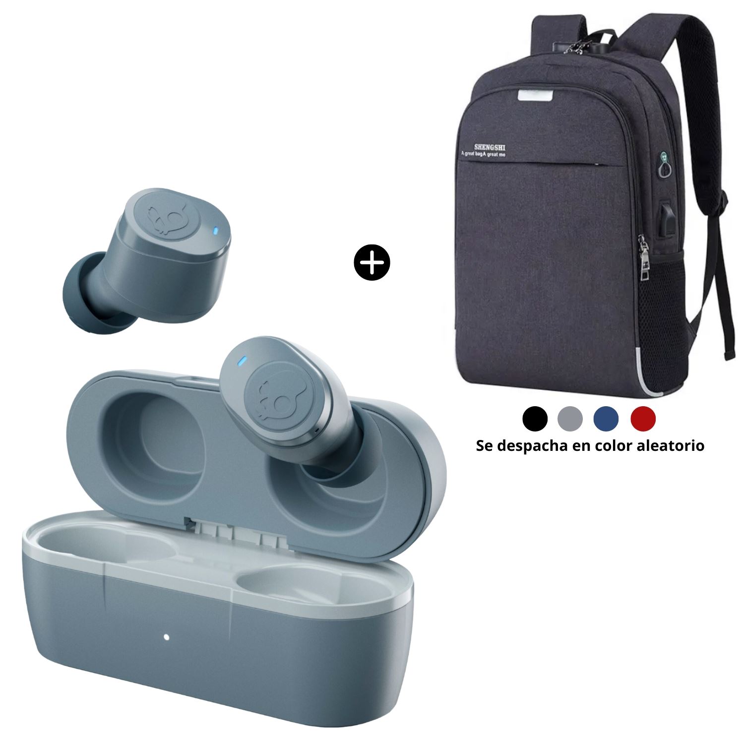 Audifono Bluetooth Skullcandy Jib Gris Mochila Portalaptop