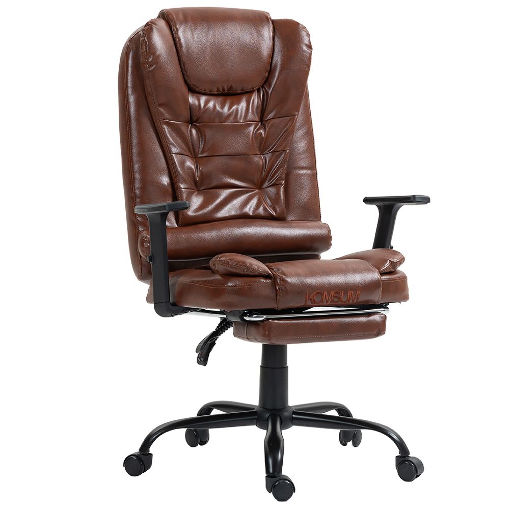 Silla Ergonomica Oficina Gerencial Base Acero Roma Komsum Marron Claro