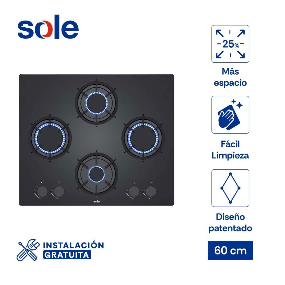 Encimera Rubi Vidrio Gas 60 cm 4 Hornillas