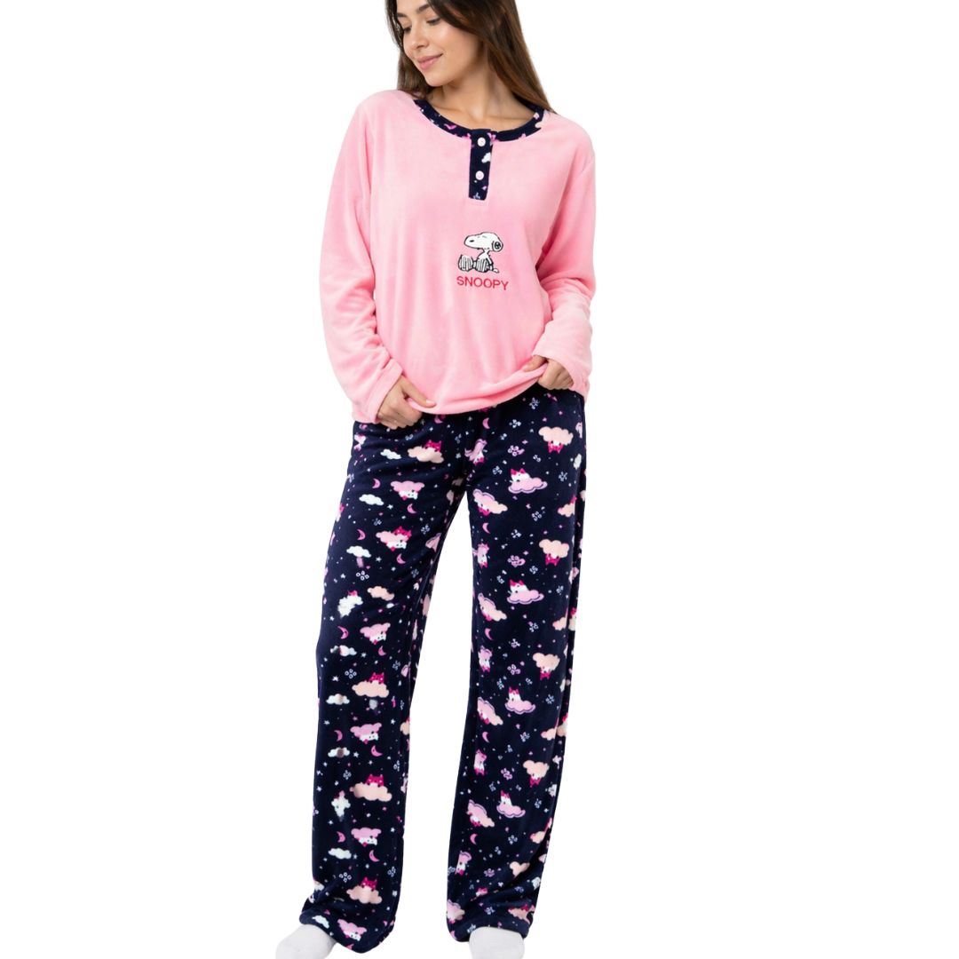 Pijama polar dama camiseta + pantalón