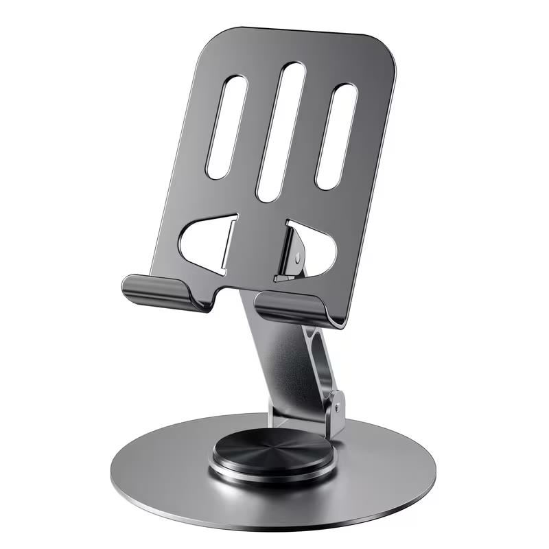 SOPORTE GIRATORIO 360° GENÉRICO PARA CELULAR Y TABLET – METAL PLATEADO UNIVERSAL