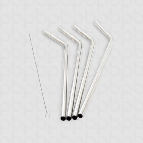 Set de 4 sorbetes acero inoxidable + 1 cepillo limpiador