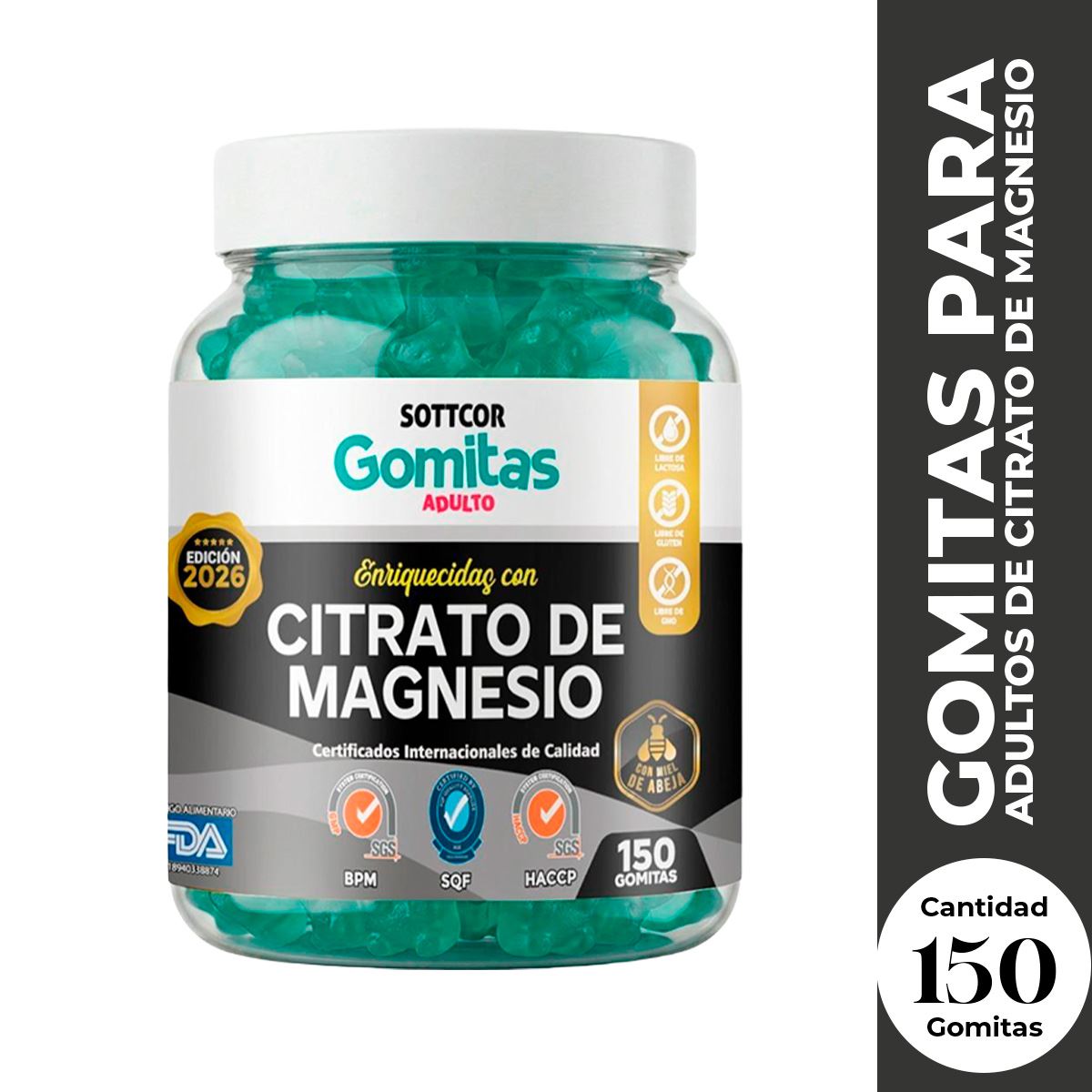 Gomitas Adultos Citrato de Magnesio Sottcor 150 Gomitas