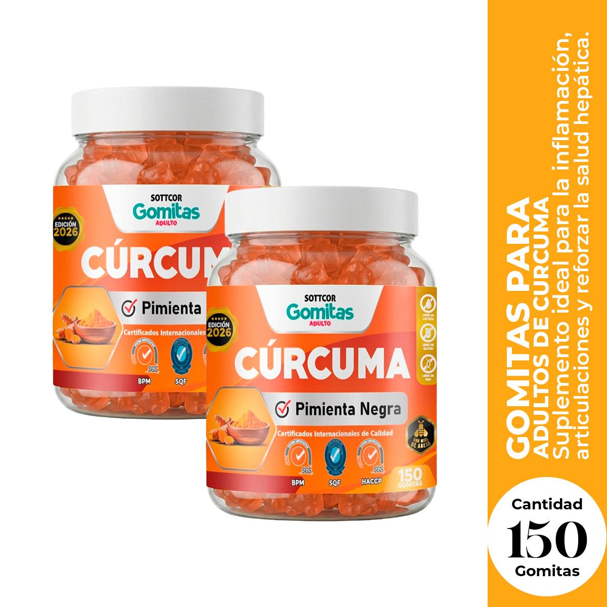 2 Gomitas De Curcuma Sottcor 150 Gomitas