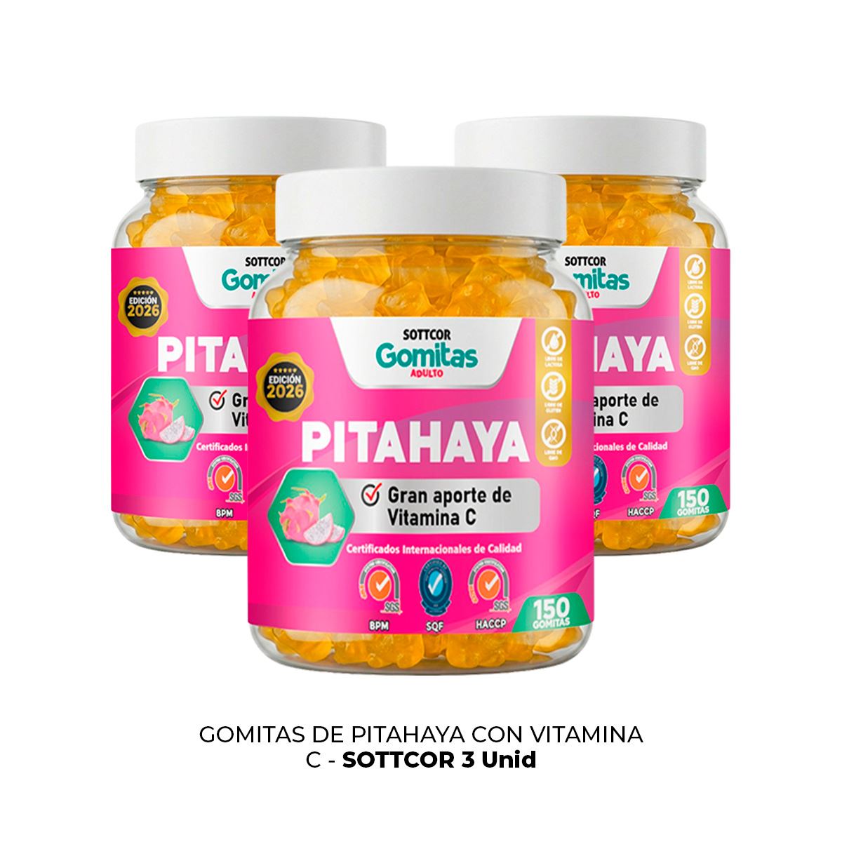 3 Gomitas De Pitahaya Sottcor 150 Gomitas