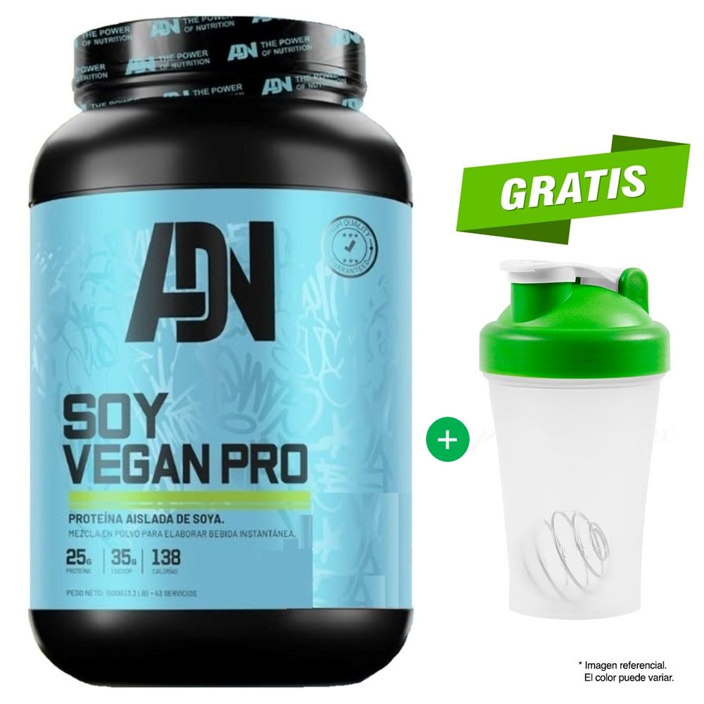Proteína Adn Soy Vegan Protein 1.5 kg Vainilla Shaker