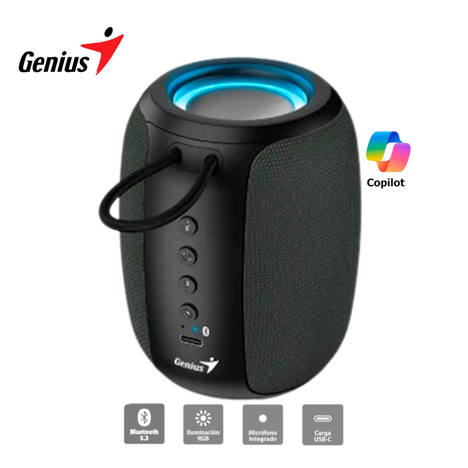 Parlante Sp-915Bt Bluetooth 5.3 Micro Integrado Rgb 5W Rms Gris
