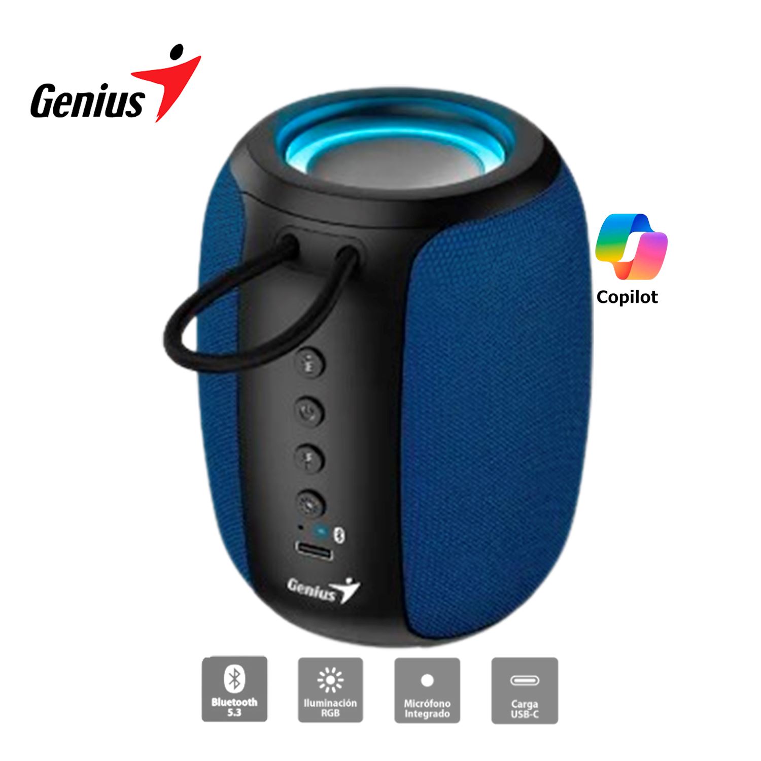 Parlante Sp-915Bt Bluetooth 5.3 Micro Integrado Rgb 5W Rms Azul