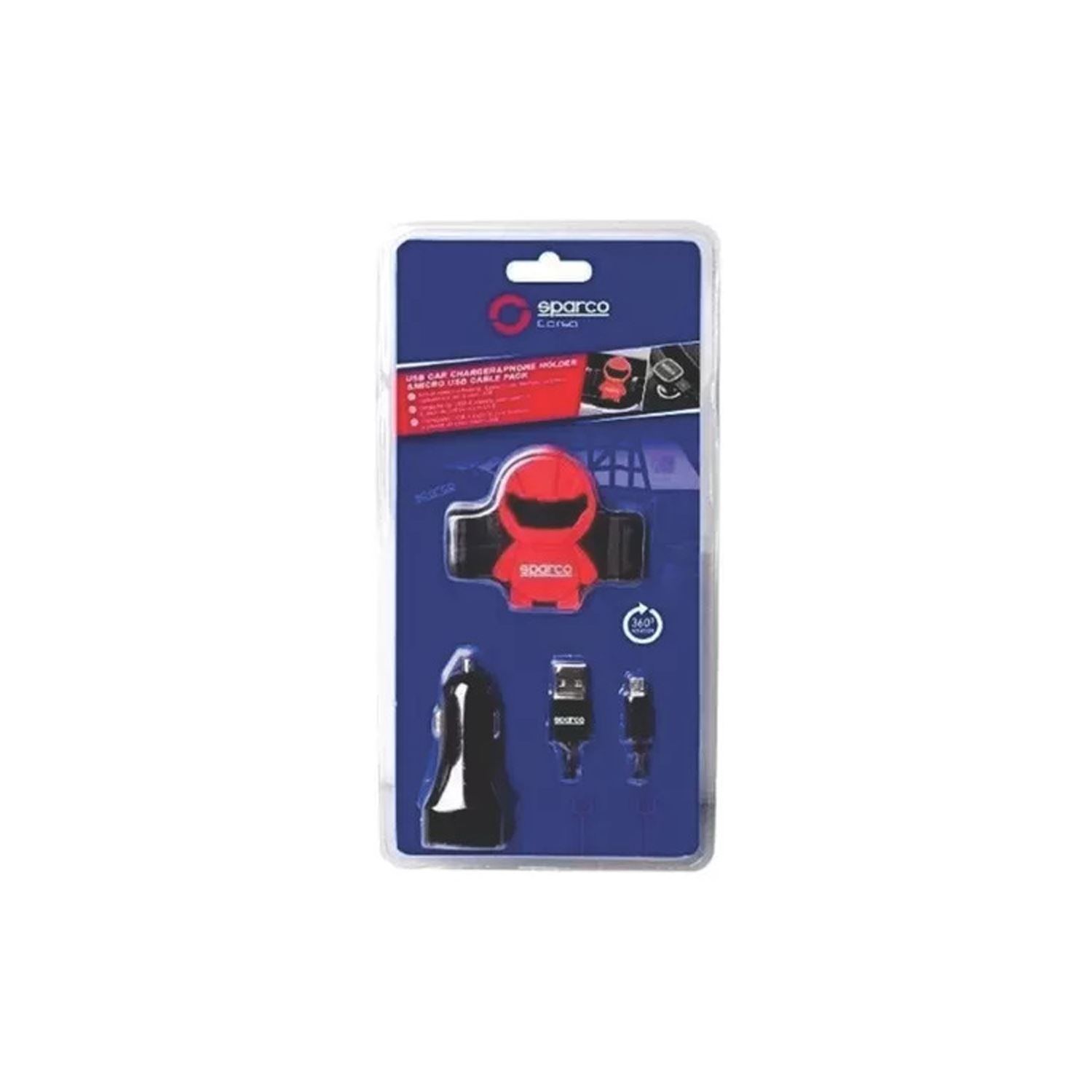 Set Soporte + Cargador Usb x 2 + Cable SPARCO SPC5108PACK