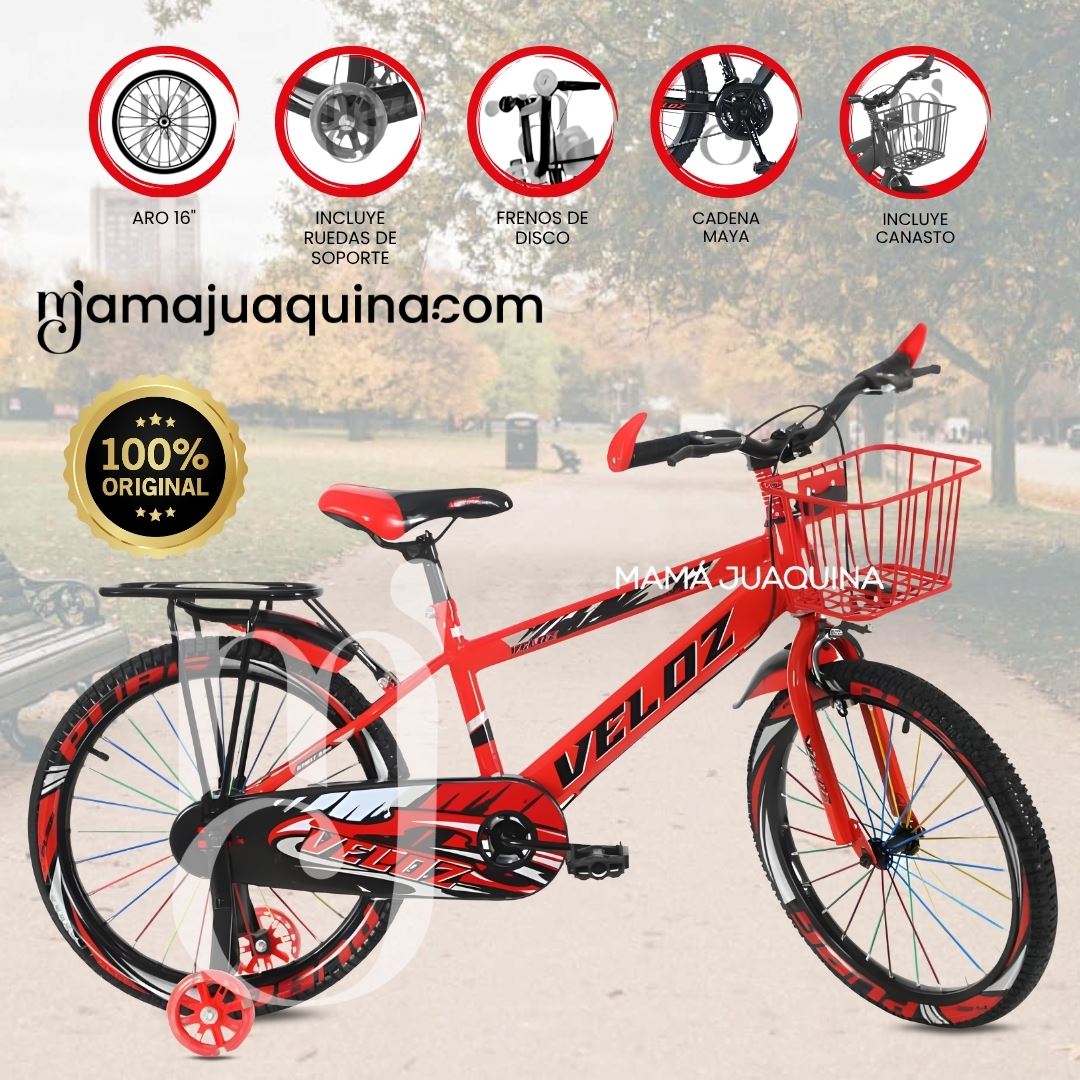 Bicicleta Para Niño Aro 16 «SPORT VZ» con Canasta Red