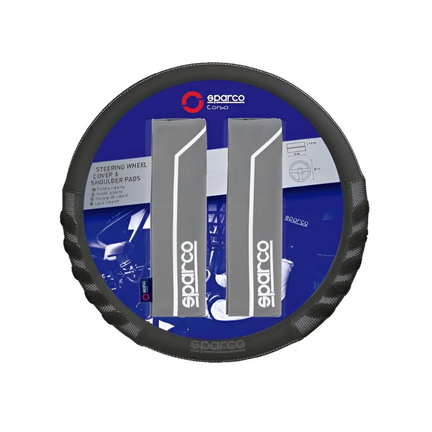 CUBRE VOLANTE + CUBRE CINTURÓN SPARCO GRIS SPS106GR