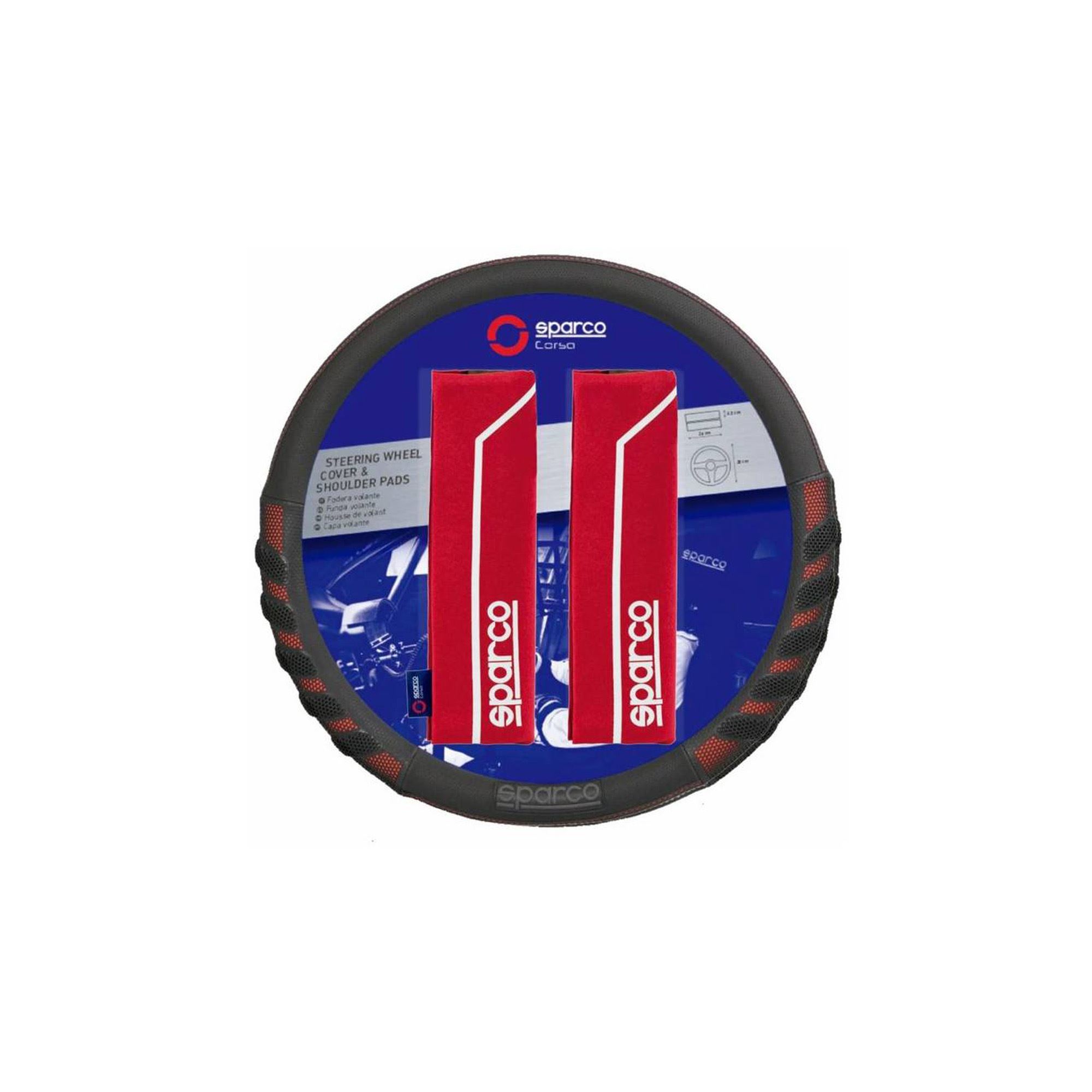 CUBRE VOLANTE + CUBRE CINTURÓN SPARCO ROJO SPS106RD