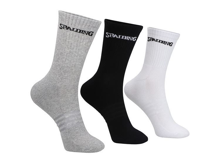 SPALDING CALCETINES MEDIOS BLANCO/NEGRO/GRIS TRIPACK