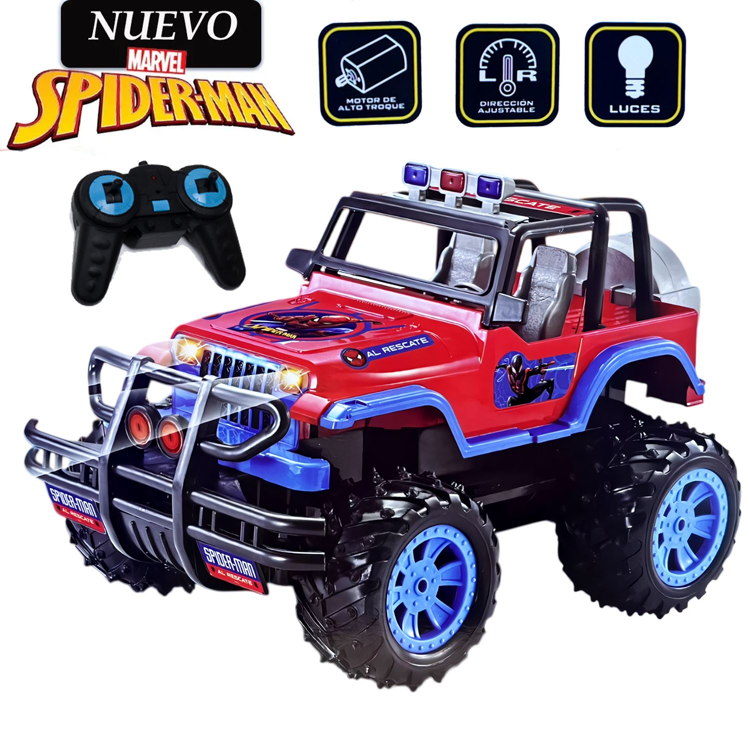 Juguete Carro Todo Terreno de SPIDERMAN con Luces y Control 388-25