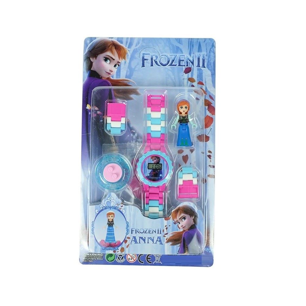 RELOJ PARA NIÑA TIPO LEGO DE FROZEN ANNA