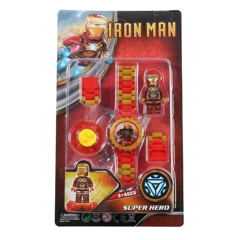 RELOJ PARA NIÑO TIPO LEGO DE IRON MAN