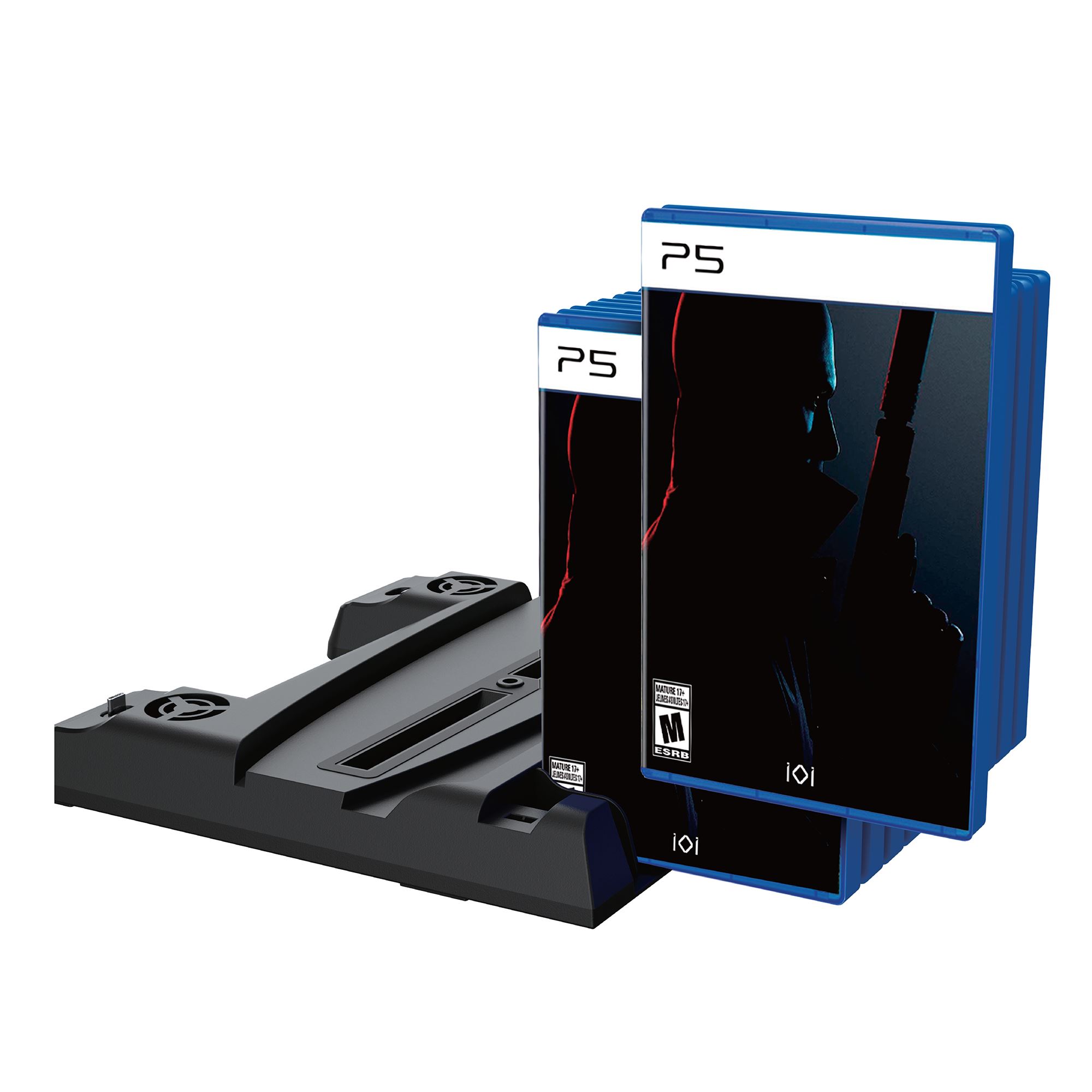 Soporte Ps5 con ventilador de refrigeración y estación de carga dual Ps5  con soporte para auriculares en tamaño mini para consola Playstation 5 Ps5, ventilador  Ps5 que ahorra espacio con Ps