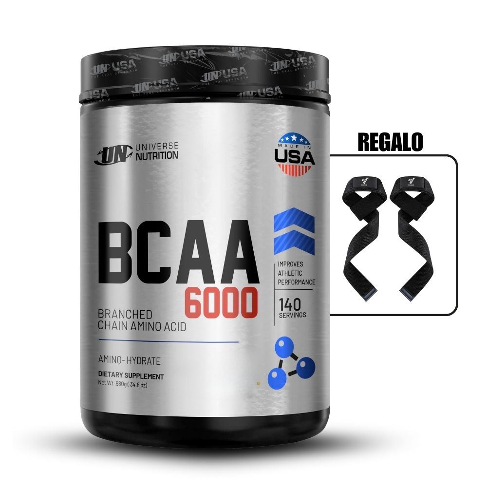 Aminoácidos Pro Bcaa UN 6000 980Gr Fruit Punch+Straps